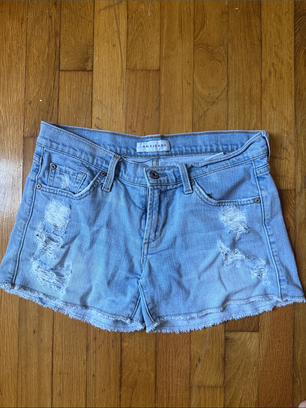 James Jeans Light Blue Distressed Denim Cutoff Shorts